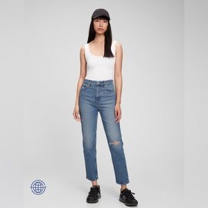 Sky High Rise Cheeky Straight Jeans with Washwell